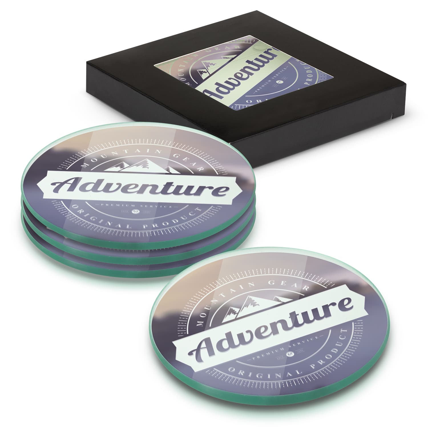 Venice Glass Coaster - Set of 4 - Round - Full Colour