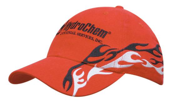 Brushed Heavy Cotton with Flame Embroidery to Peak & Crown