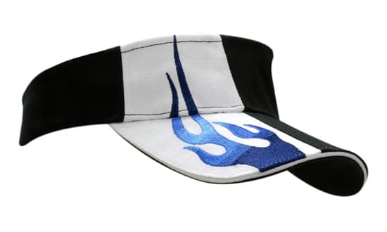 Brushed Heavy Cotton Visor with Sandwich Trim & Flame Embroidery on Crown & Peak