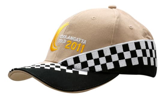 Brushed Heavy Cotton with Sandwich Trim & Check Embroidery on Crown & Peak