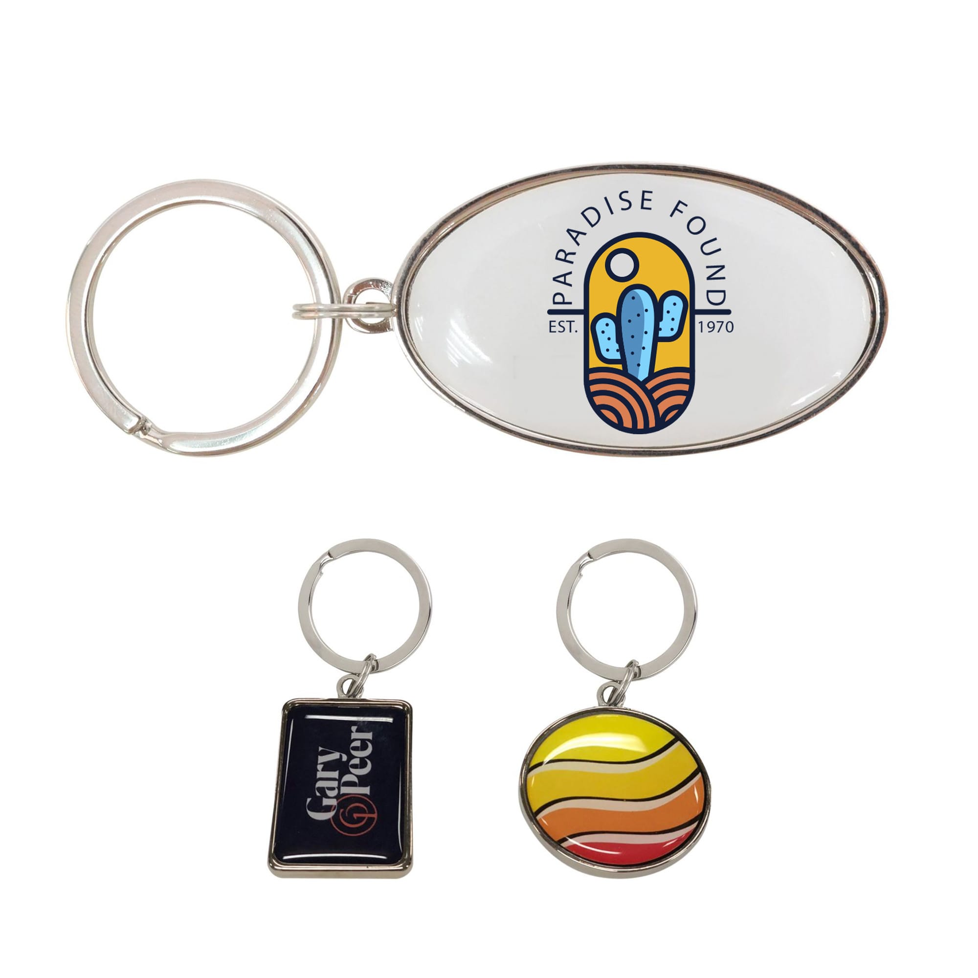 Custom Shaped Metal Epoxy Domed Keyring