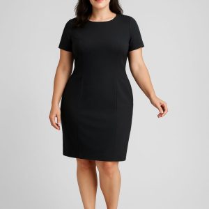 Womens Comfort Wool Stretch Short Sleeve Shift Dress