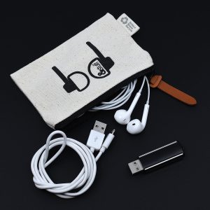 Calico Earphone Pouch 8.5cm x 13cm