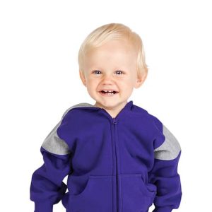 Kids Shoulder Contrast Panel Hoodies with Zipper