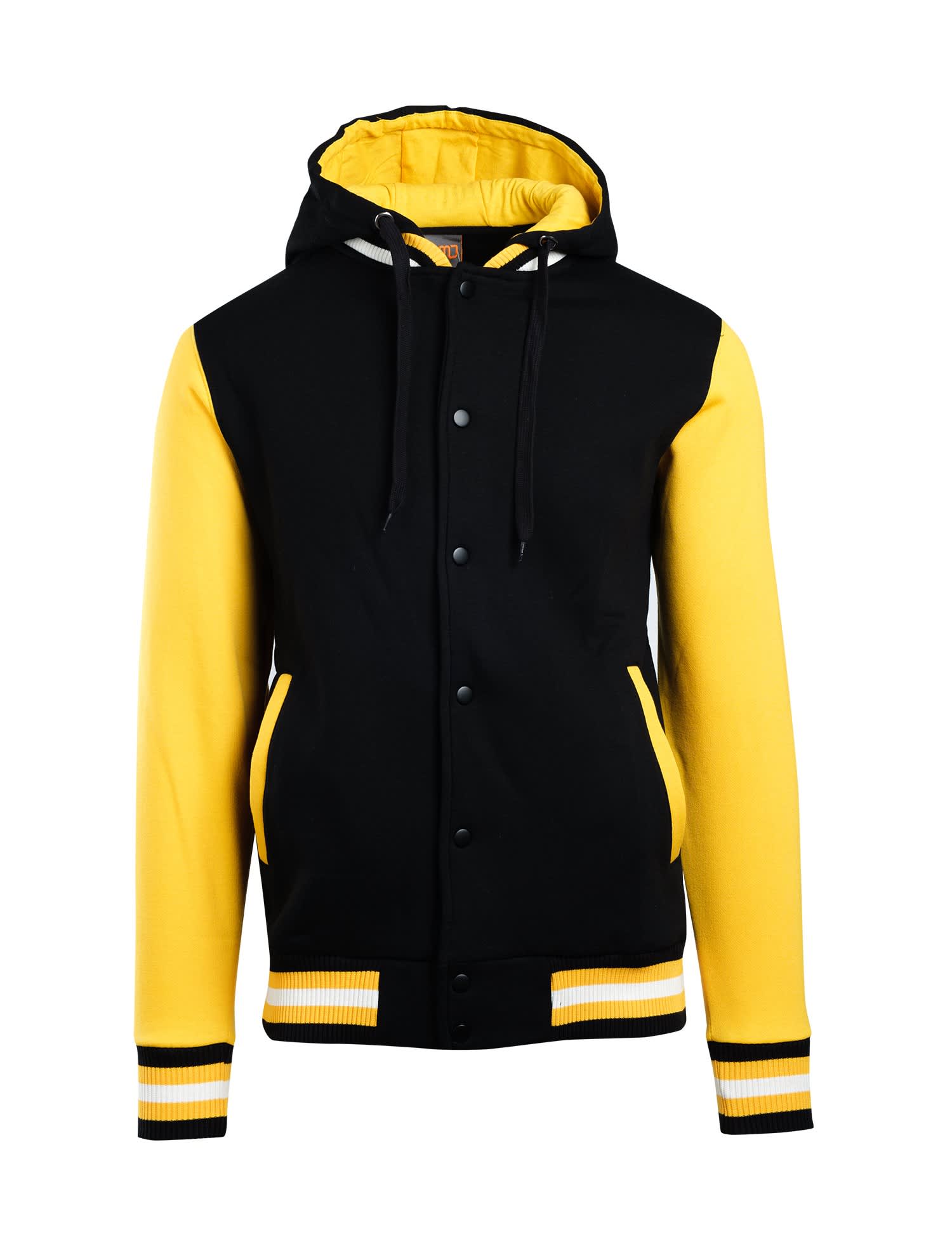 f907hb_blackgold_front.jpg Men's Varsity Jacket & Hood