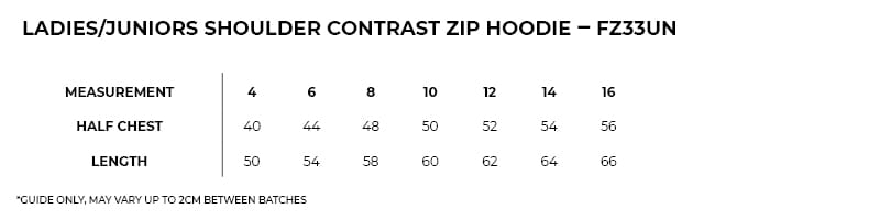 fz33un_sizeguide.jpg Womens/Juniors Shoulder Contrast ZIP Hoodie
