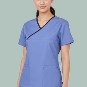 Classic Womens Contrast Crossover Scrub Top