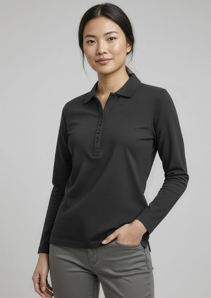 p400ll_talent_black_01.jpg Crew Ladies Long Sleeve Polo