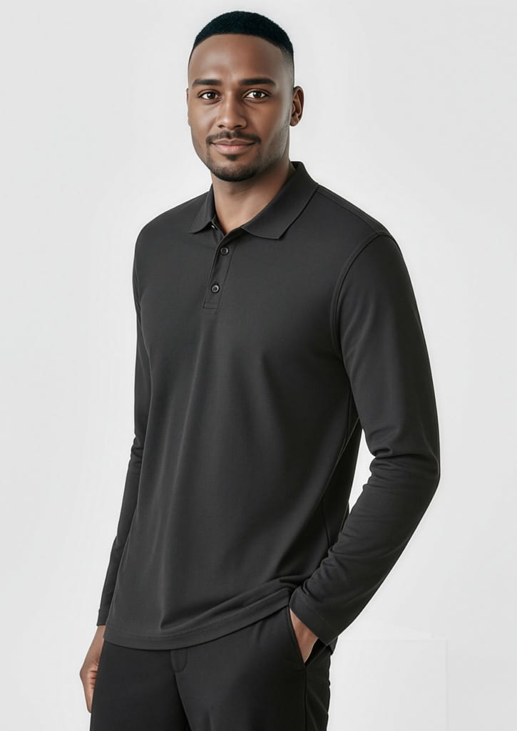 p400ml_talent_black_02.jpg Crew Mens Long Sleeve Polo