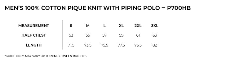 Men's / Unisex Cotton Pique Knit With Piping