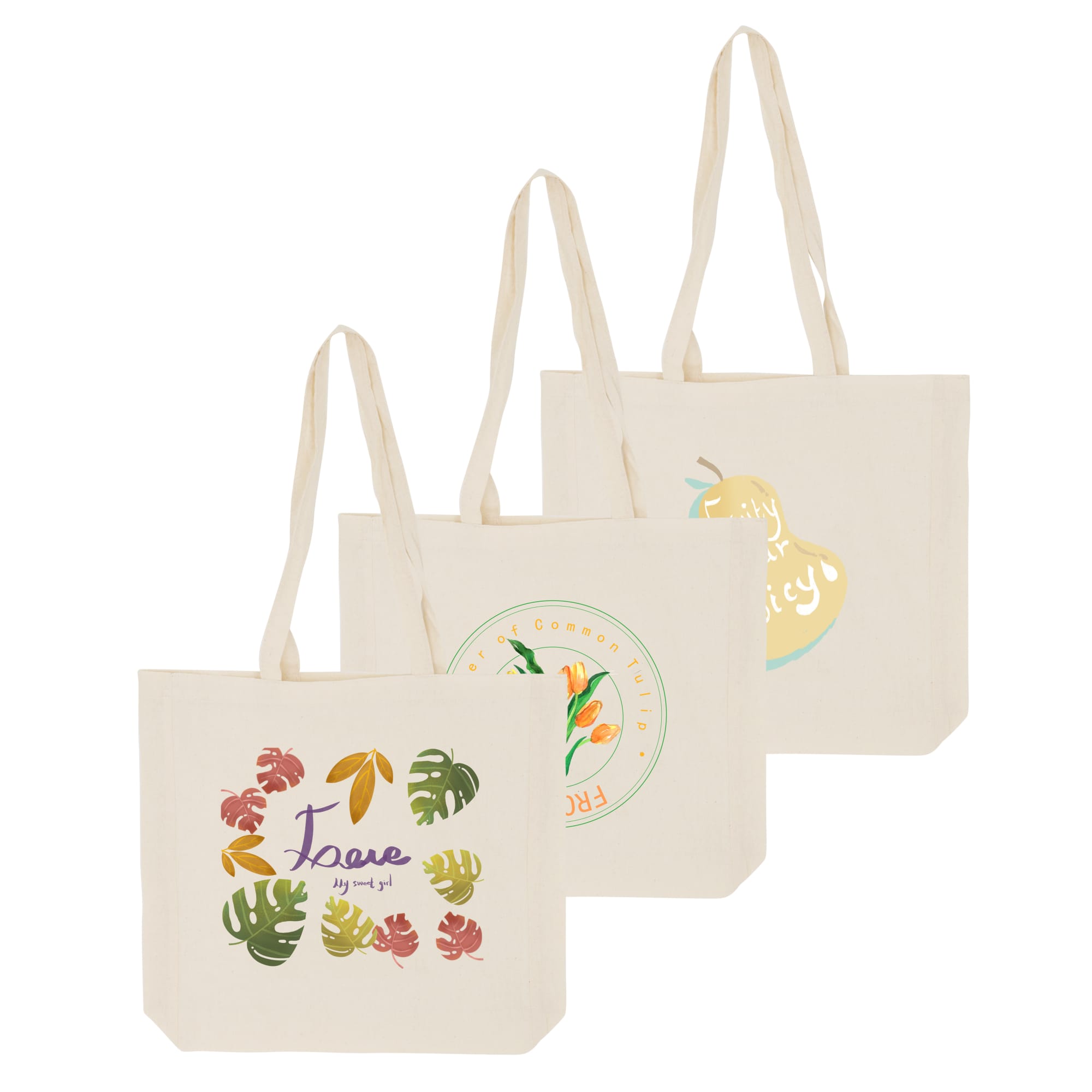 170gsm Long Handle Calico Bag with Gusset