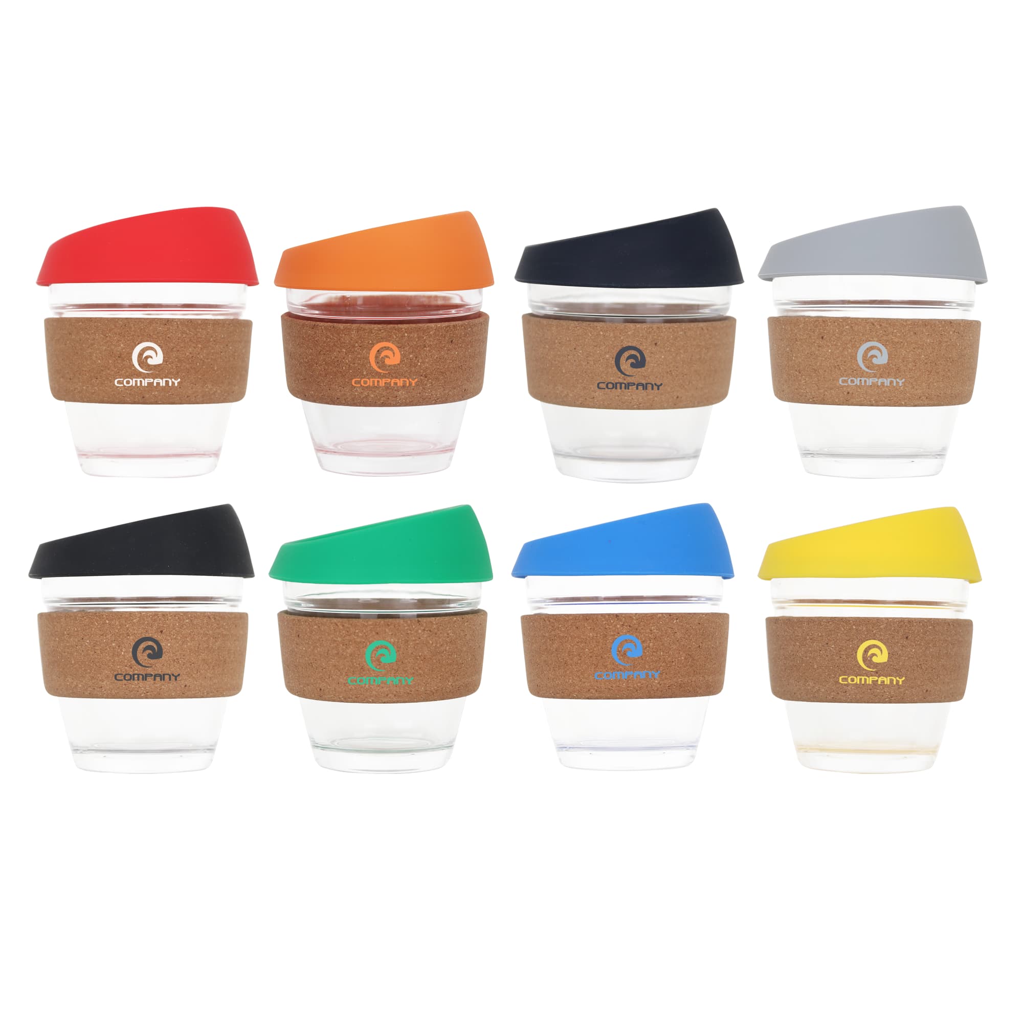 8 OZ Reusable Glass Coffee Cup with Cork Band