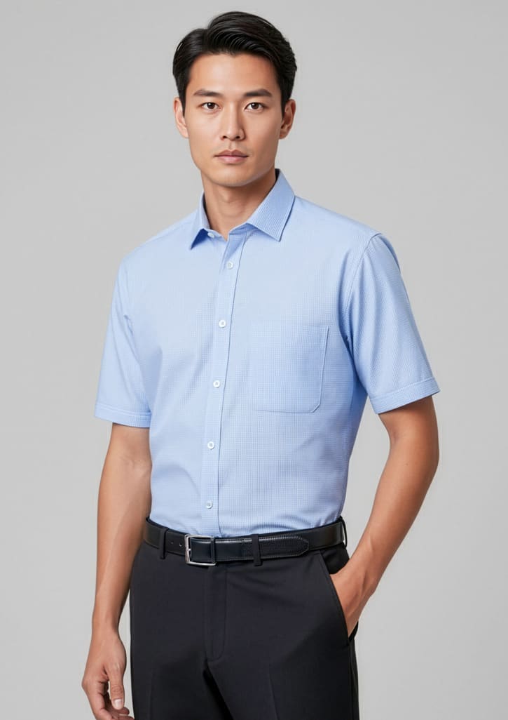 s812ms_talent_blue_01.jpg Mens Euro Short Sleeve Shirt