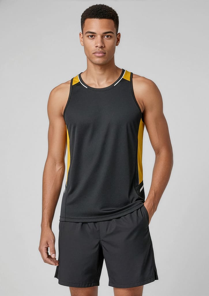 sg702m_talent_black_gold_silver_01.jpg Mens Renegade Singlet