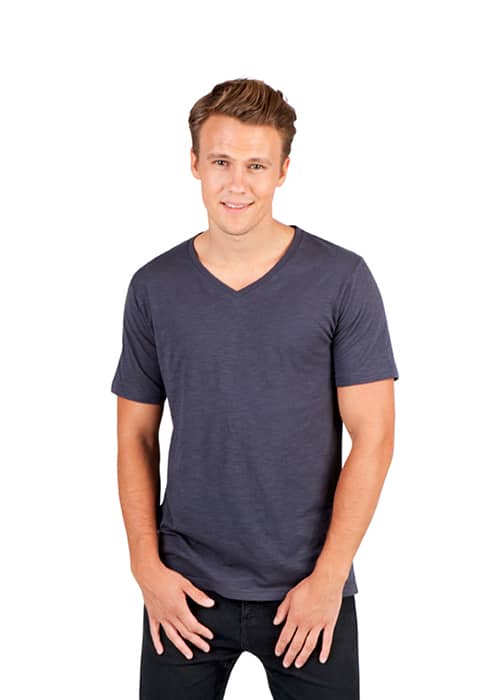 Men's / Unisex Raw Cotton Wave V Neck T-shirt