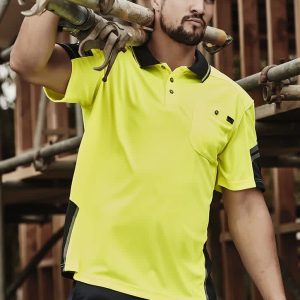 Mens Hi Vis Reinforced Squad Short Sleeve Polo