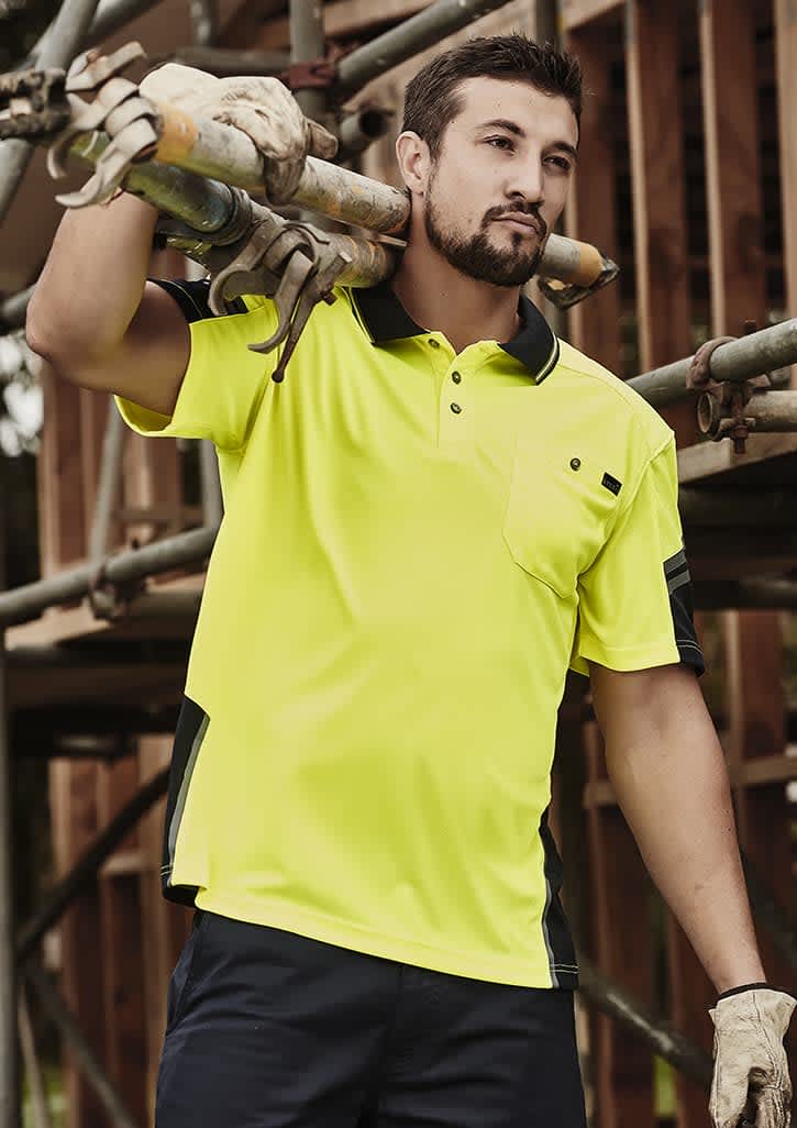 zh465_talent_01_mlhhrgu.jpg Mens Hi Vis Reinforced Squad Short Sleeve Polo