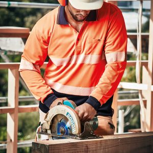 Unisex Hi Vis Segmented Tape Long Sleeve Polo