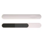 A nail file with a smooth surface and a contrasting grit side, presented in a sleek, minimalistic design.