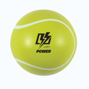 A bright yellow Hi Bounce Tennis Ball with a sleek design featuring a logo in black and white.
