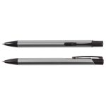 A black edition metal pen displayed from multiple angles, featuring a sleek silver barrel and a black tip and clip.