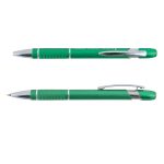 A Miami Aluminium Pen in a vibrant green color with chrome accents, featuring a textured grip and a sleek design.