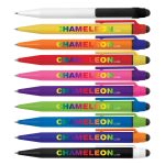 A collection of Chameleon Pen / Stylus in various colors, including white, yellow, pink, orange, purple, green, and black.