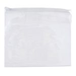 A transparent, zippered pencil case designed for organizing and storing office supplies.