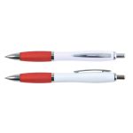 A set of two Viva Pens featuring a white barrel with contrasting red grips and chrome accents.