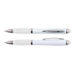 A light blue stylus pen featuring a silver clip and accents, displayed from two angles.