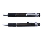 A set of Chrystalis Pens featuring a sleek black design with chrome accents and a rubber grip.
