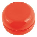 A bright orange Zippy Yo-Yo, featuring a smooth, rounded top design.