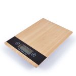 A set of Hercules Kitchen Scales featuring a bamboo surface and digital display.