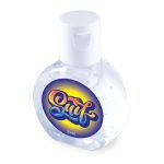 A bottle of Fresh Gel Hand Sanitiser with a colorful label and a flip-top cap, containing 35ml of clear gel.