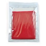 A red cooling towel packaged in a transparent pouch.