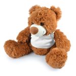 A plush teddy bear named Coco Plush Teddy Bear, featuring soft brown fur and a white jersey.