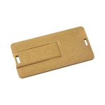 A slimline eco flash drive in a golden-brown colour, featuring a sleek design and a branding logo.