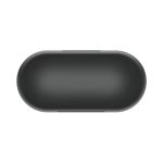 A sleek black charging case for TWS earbuds, featuring a smooth, rounded design and a subtle branding element.