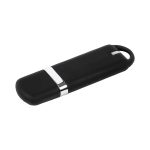 A black Enterprise Flash Drive with a silver band, featuring a rounded end for easy handling.