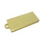A gold-coloured Slender Micro Flash Drive with a rounded hole for attachment, featuring a sleek, minimalist design.