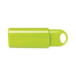 A bright green Retractor2 Flash Drive with a rounded design and a loop for easy attachment.
