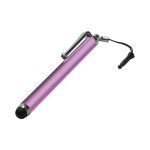 A stylus pen in vibrant pink with a chrome clip and a protective tether.