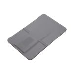 A grey credit card-sized flash drive with a built-in connector, featuring a minimalistic design.