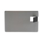 A metallic black credit card drive with a sleek design and a small opening on one side.