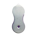 A silver and purple Halo Swivel Flash Drive with a rounded shape and a loop for attachment.
