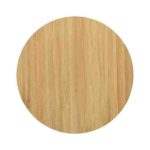 A circular bamboo wireless charger in a natural wood tone, featuring a smooth surface with a light grain pattern.