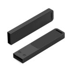 A black Wallis LED flash drive with a sleek, rectangular design, featuring a logo.