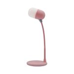A pink wireless charging sound lamp with a flexible neck and a round base, featuring a two-tone lamp design.
