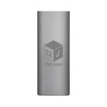 A grey precision tool kit with a sleek design featuring a logo. Ideal for carrying handy tools.