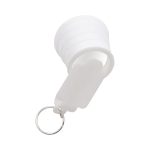 A white smartphone torch with a keyring attachment, featuring a compact, collapsible design.